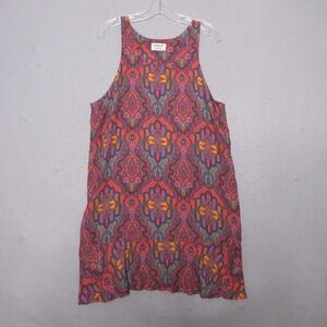 Sam & Lavi Dress  Large Shift Medallion Print Ruffle Hem Boho Beachy‎